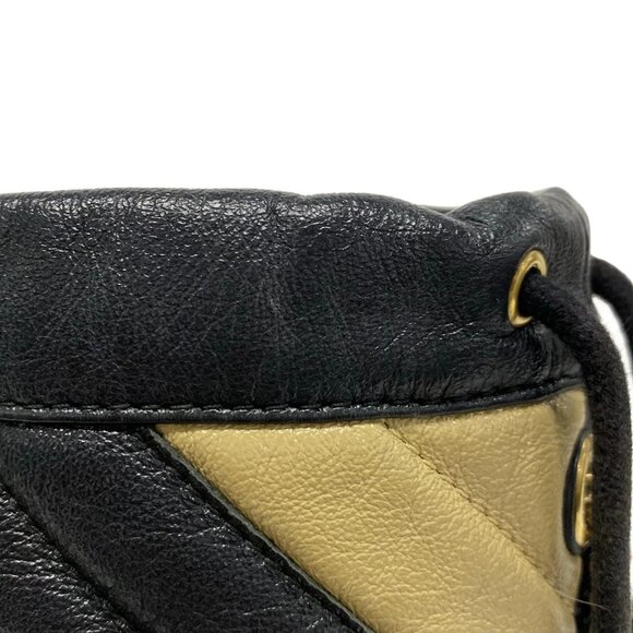 Auth GUCCI GG Marmont Mini Bucket Bag 573817 Black Beige Leather Shoulder Bag - Picture 10 of 15